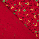 Christmas Poplin with Reindeer and Red Holly - Ribes y Casals