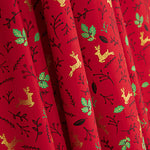 Christmas Poplin with Reindeer and Red Holly - Ribes y Casals