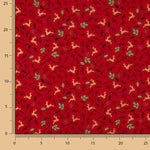 Christmas Poplin with Reindeer and Red Holly - Ribes y Casals
