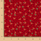 Christmas Poplin with Reindeer and Red Holly - Ribes y Casals