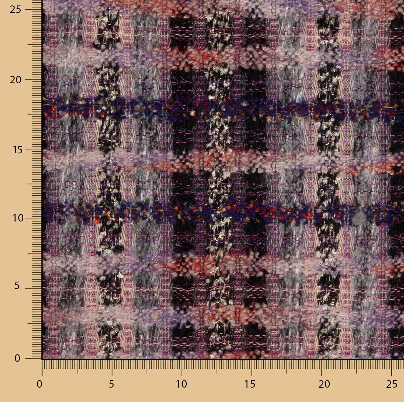 Mauve Mosaic Wool Tweed with Gold Lurex - Ribes y Casals