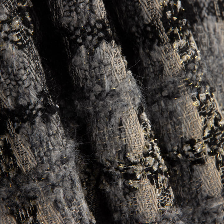 Grey and Black Mosaic Wool Tweed with Gold Lurex - Ribes y Casals