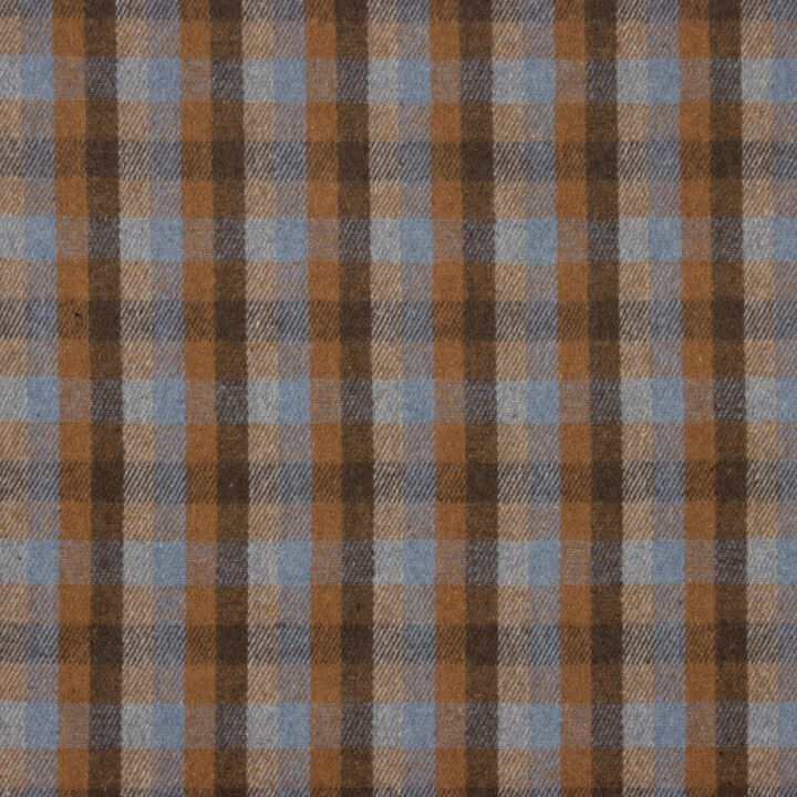 Glenmore Wool Loden in Blue and Terracotta Checks - Ribes y Casals