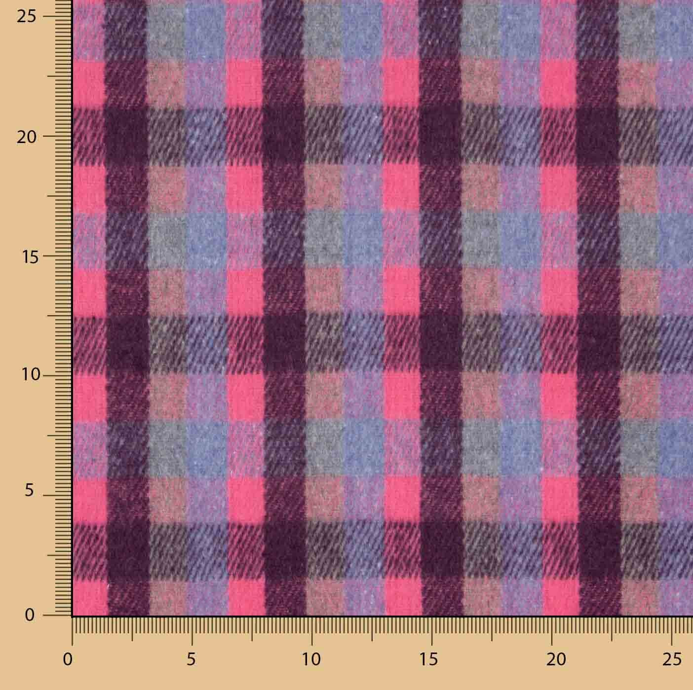 Glenmore Wool Loden in Fuchsia and Blue Checks - Ribes y Casals