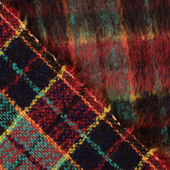 Glencoe double-faced fabric wool tweed in Red and Turquoise - Ribes y Casals