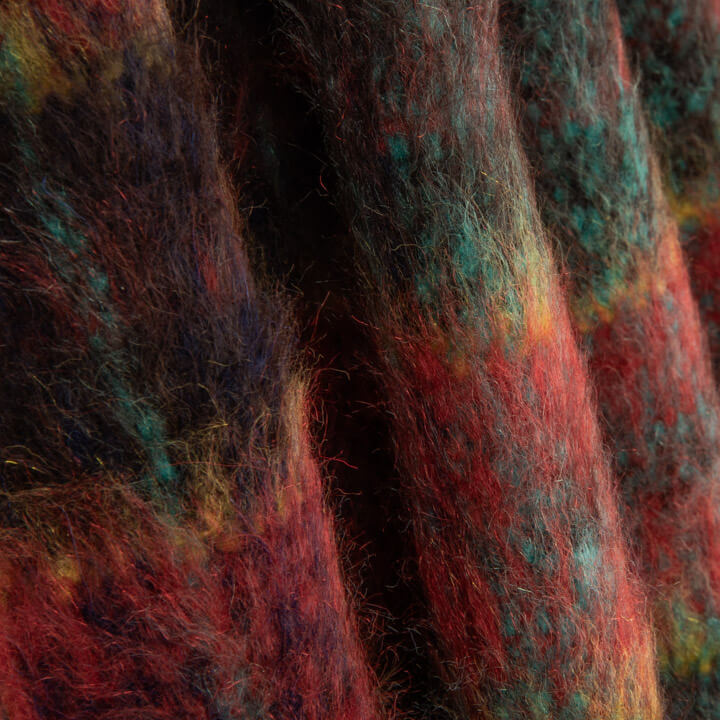 Glencoe double-faced fabric wool tweed in Red and Turquoise - Ribes y Casals