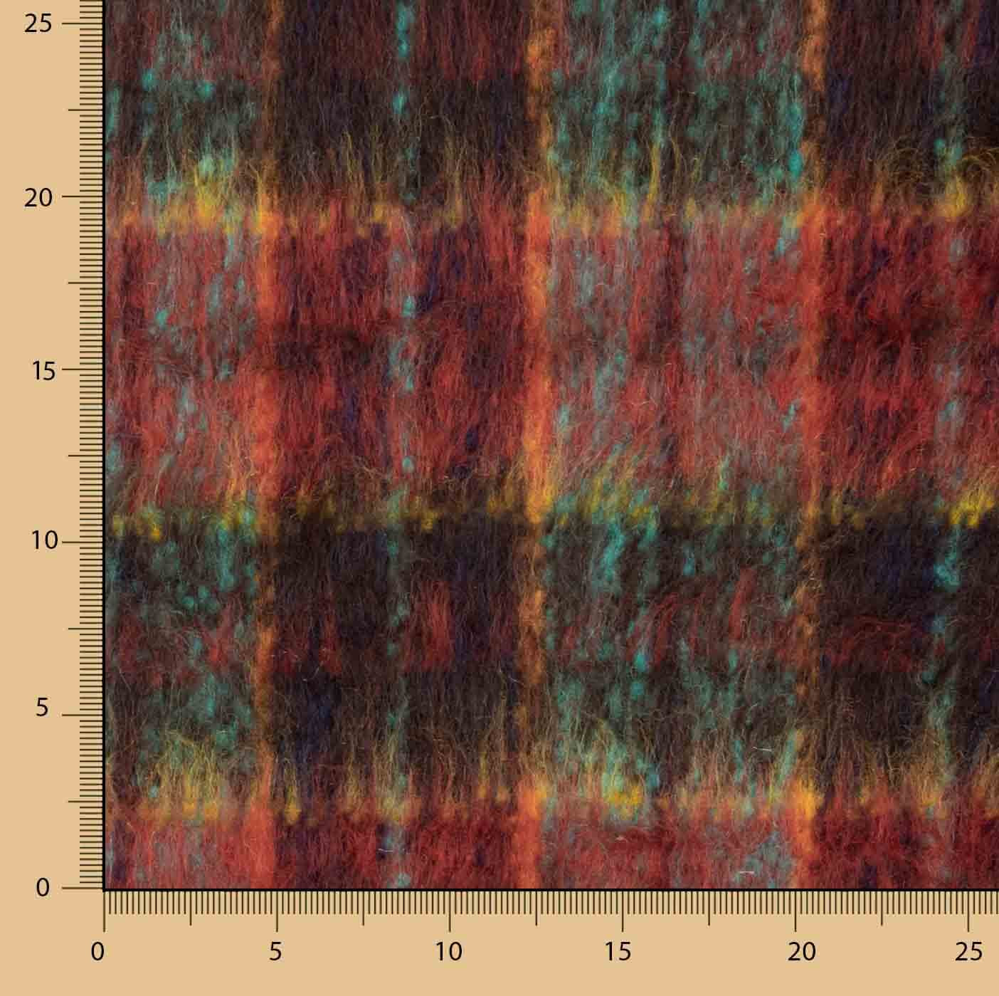 Glencoe double-faced fabric wool tweed in Red and Turquoise - Ribes y Casals