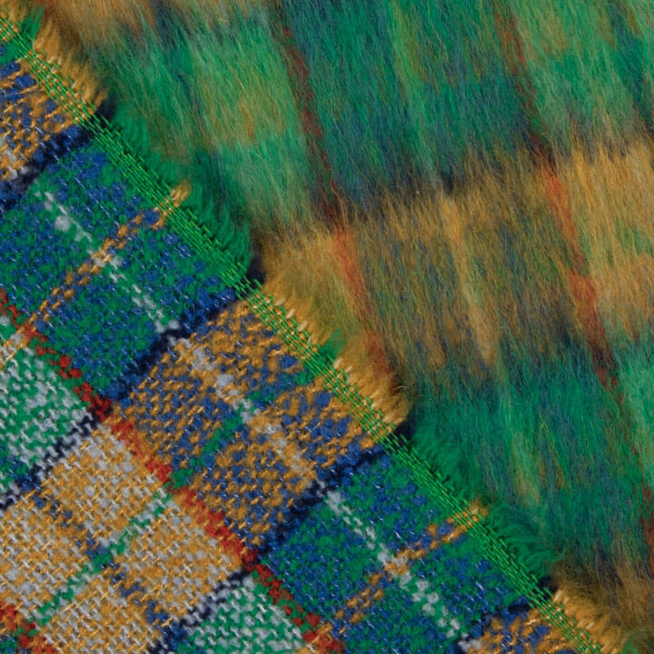 Glencoe double-faced fabric wool tweed in Emerald Green and Ochre - Ribes y Casals