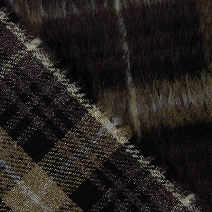 Brown and Camel double-faced Braemar wool tweed - Ribes y Casals