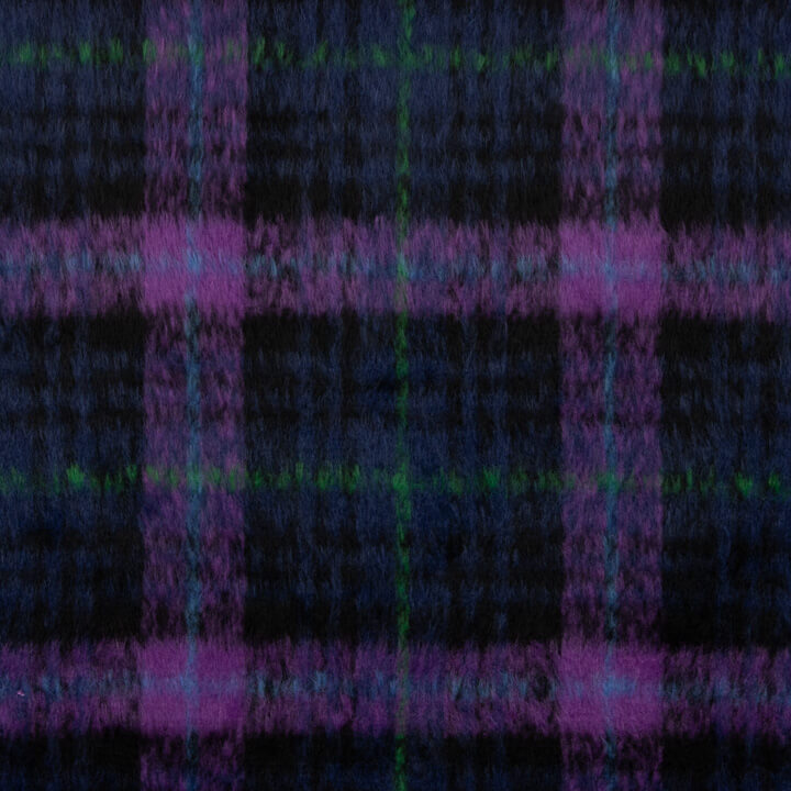 Braemar double-faced wool tweed in Midnight Blue and Violet - Ribes y Casals