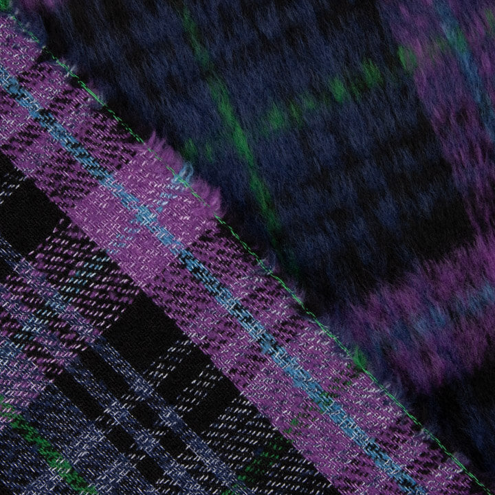 Braemar double-faced wool tweed in Midnight Blue and Violet - Ribes y Casals