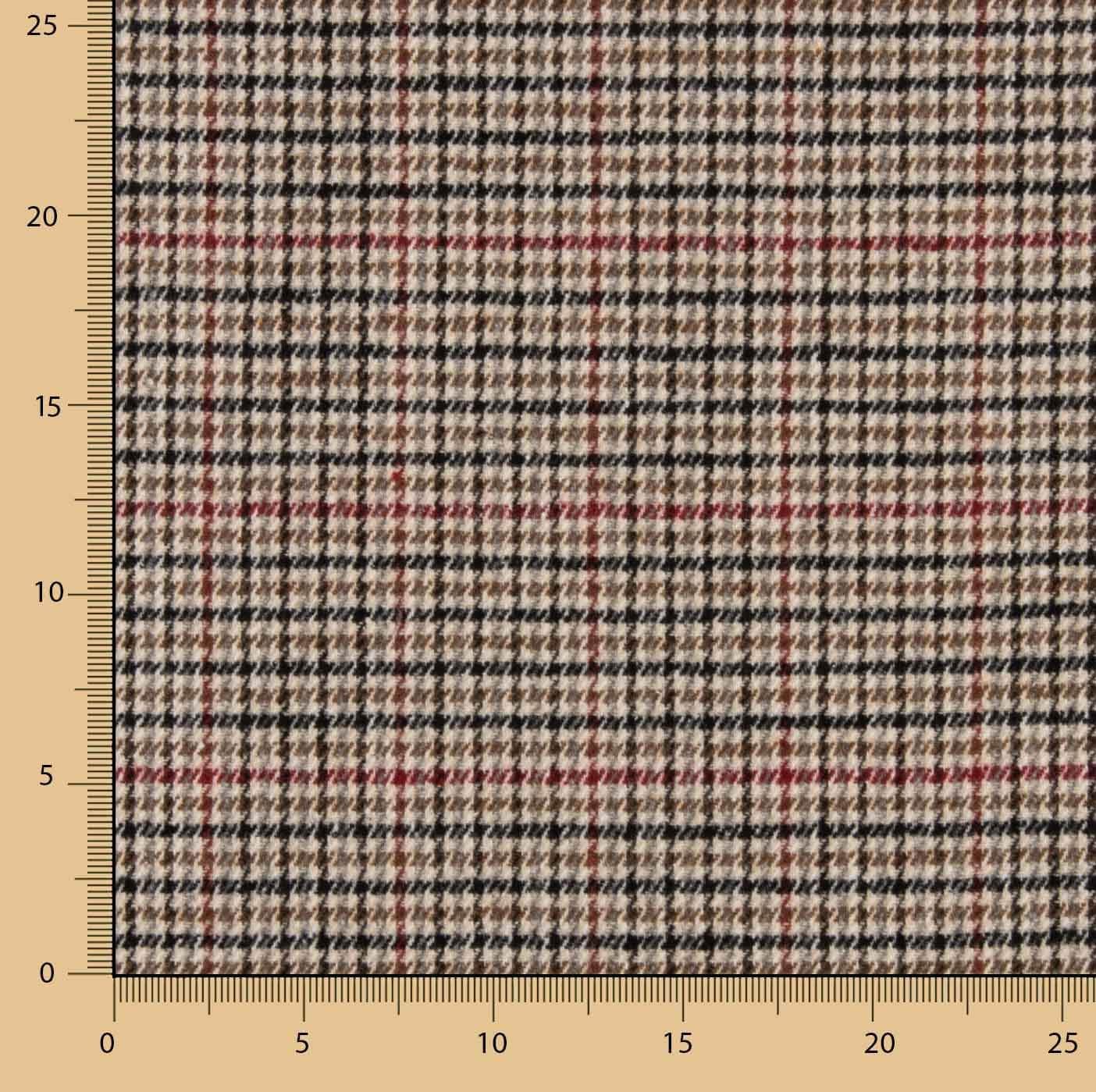 Beige, Black and Red Houndstooth Wool Loden - Ribes y Casals