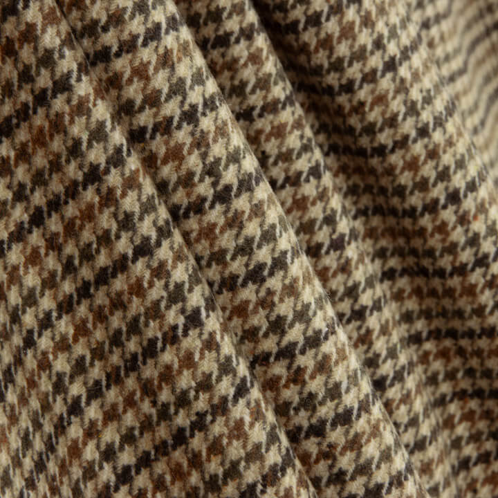 Beige and Brown Houndstooth Wool Loden - Ribes y Casals