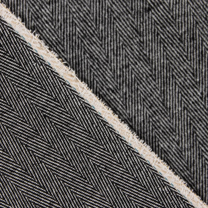 Grey and Black Herringbone Wool Loden - Ribes y Casals