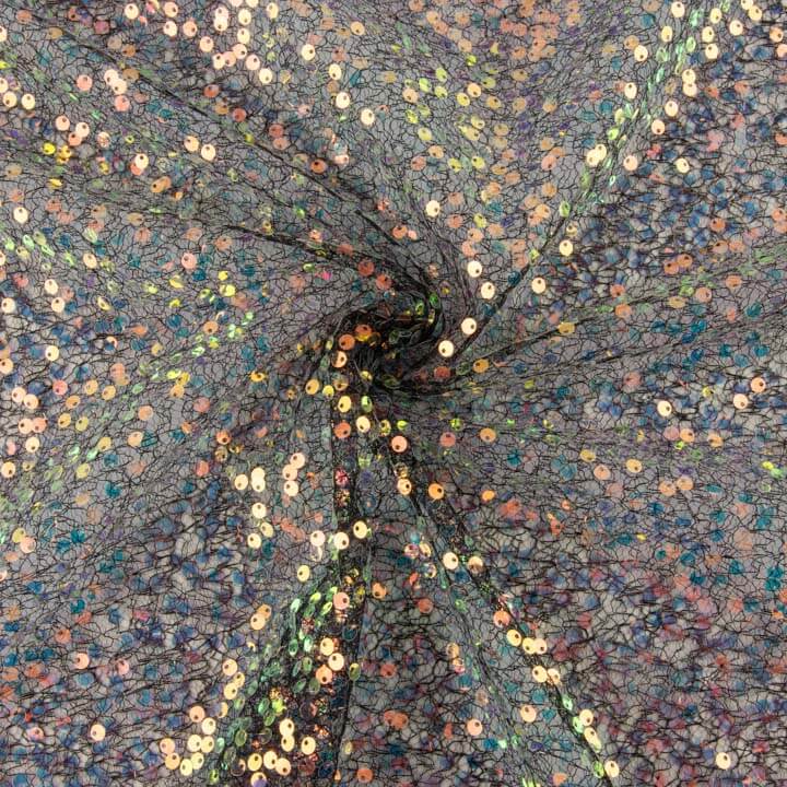 Black Spider Sequin Tulle - Ribes y Casals