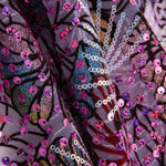 Embroidered and Sequin Tulle in Purple Garden Colour - Ribes y Casals