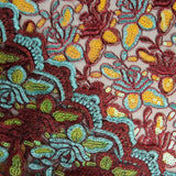 Red Alhambra Embroidered with Sequin Fabric - Ribes y Casals