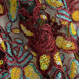 Red Alhambra Embroidered with Sequin Fabric - Ribes y Casals