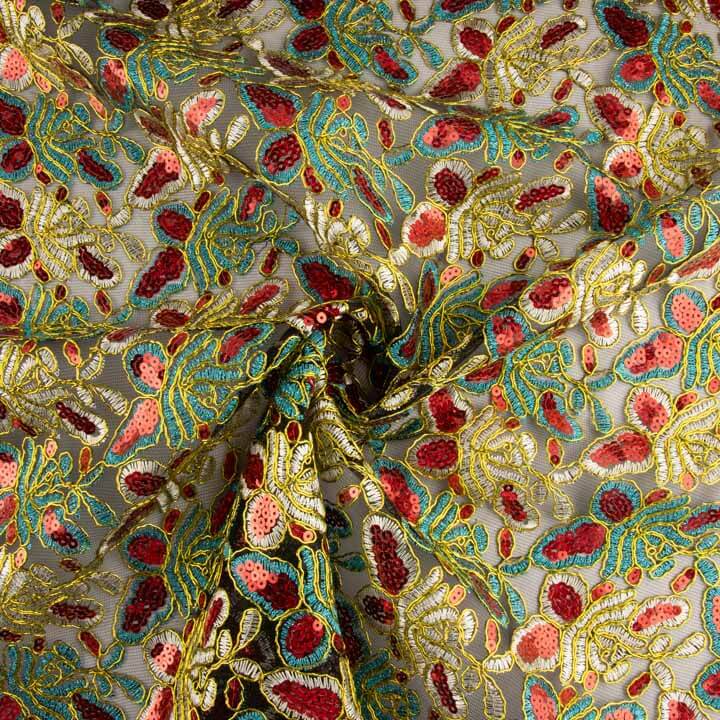 Rebroded Embroidery with Turquoise Alhambra Sequins - Ribes y Casals