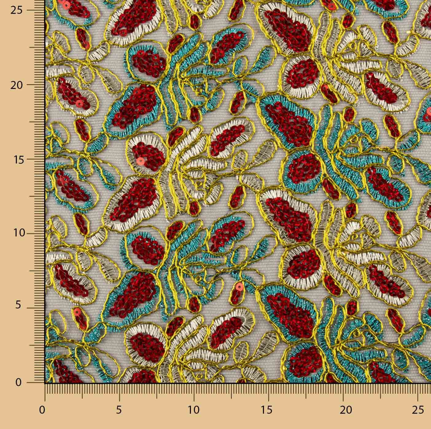 Rebroded Embroidery with Turquoise Alhambra Sequins - Ribes y Casals