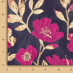 Blue, Fuchsia and Gold Magnolia Fantasy Brocade - Ribes y Casals