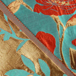 Turquoise, Red and Gold Magnolia Fantasy Brocade - Ribes y Casals