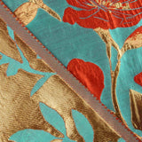 Turquoise, Red and Gold Magnolia Fantasy Brocade - Ribes y Casals