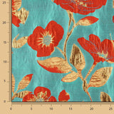 Turquoise, Red and Gold Magnolia Fantasy Brocade - Ribes y Casals