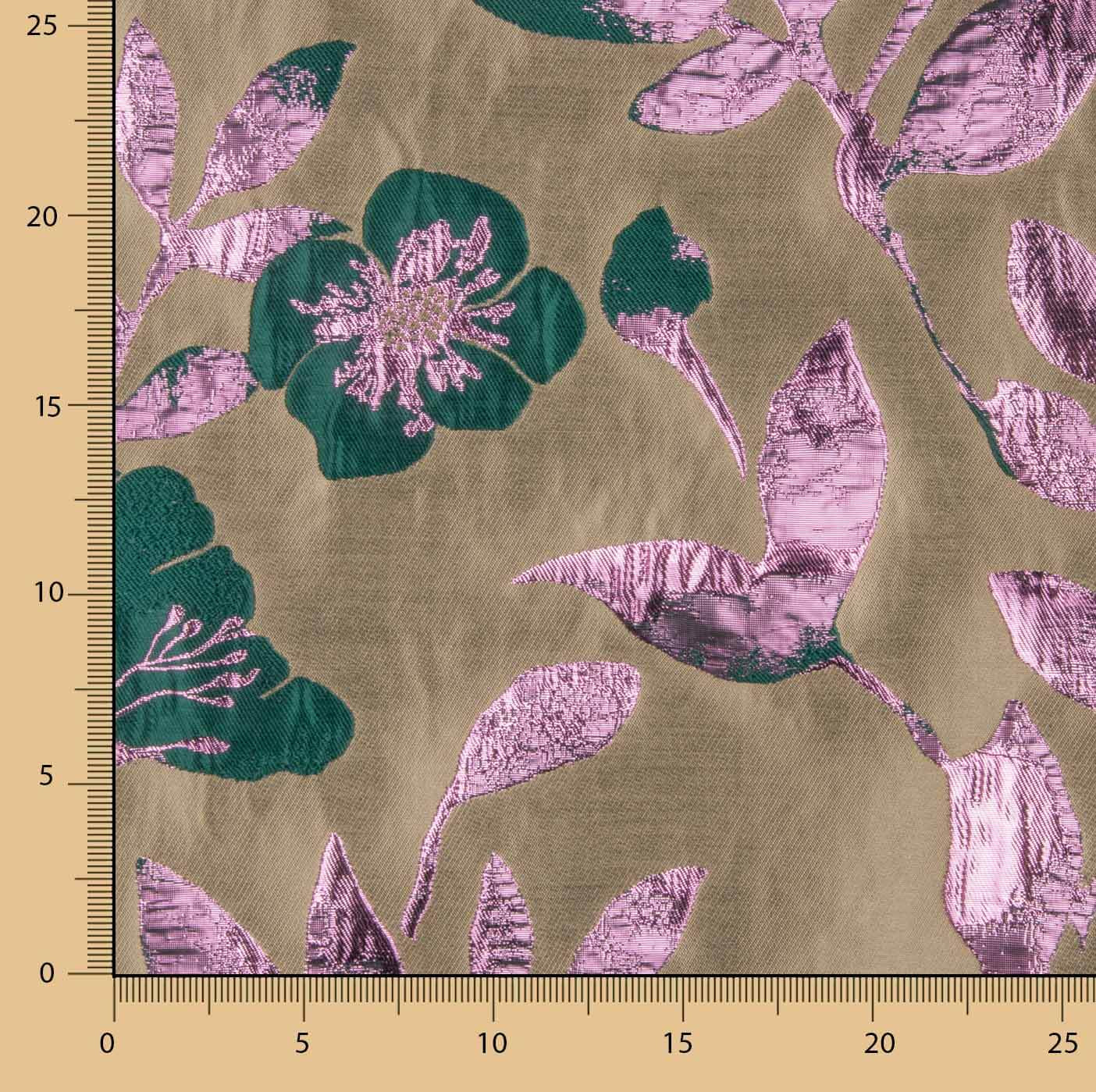 Magnolia Taupe, Green and Pink Fancy Brocade - Ribes y Casals