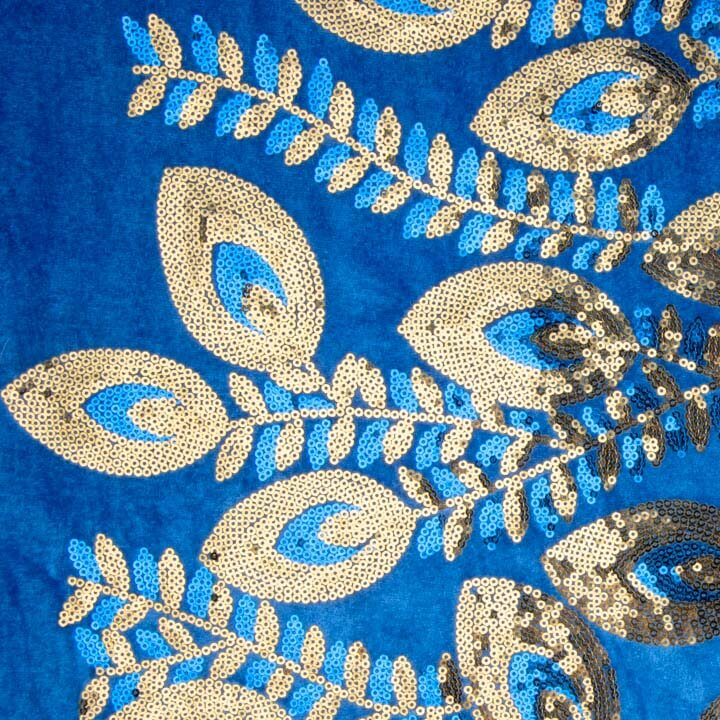 Blue Dahlia Velvet Embroidered with Sequins - Ribes y Casals