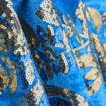 Blue Dahlia Velvet Embroidered with Sequins - Ribes y Casals
