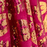 Fuchsia Dahlia Embroidered Velvet with Sequin Fabric - Ribes y Casals