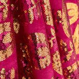 Fuchsia Dahlia Embroidered Velvet with Sequin Fabric - Ribes y Casals