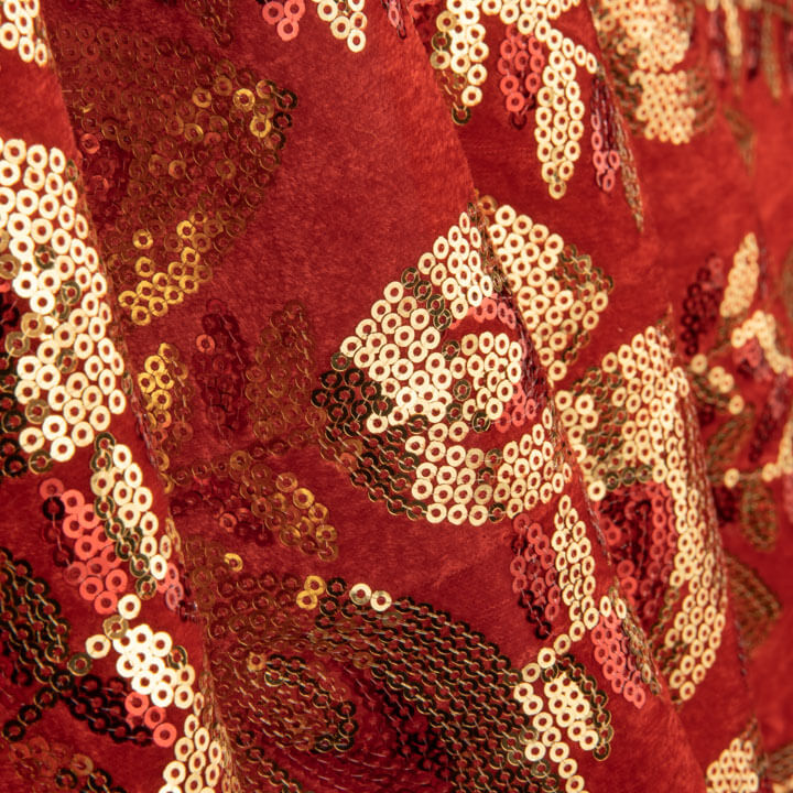 Red Dahlia Velvet Embroidered with Sequins - Ribes y Casals