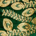 Dark Green Dahlia Embroidered Velvet with Sequin Fabric - Ribes y Casals