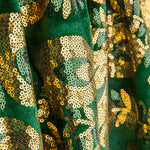 Dark Green Dahlia Embroidered Velvet with Sequin Fabric - Ribes y Casals