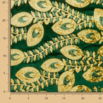 Dark Green Dahlia Embroidered Velvet with Sequin Fabric - Ribes y Casals