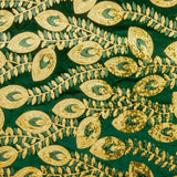 Dark Green Dahlia Embroidered Velvet with Sequin Fabric - Ribes y Casals