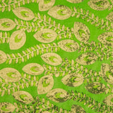 Light Green Dahlia Embroidered Velvet with Sequin Fabric - Ribes y Casals