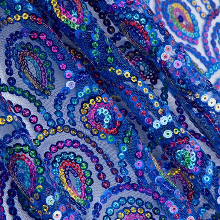 Blue Fancy Stretch Tulle with Prism Sequin Tulle - Ribes y Casals