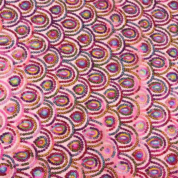 Fuchsia Fantasy Elastic Stretch Tulle with Prism Sequin Fabric - Ribes y Casals