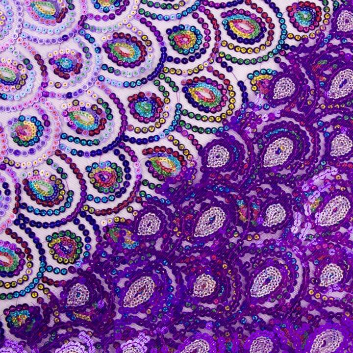 Purple Fantasy Stretch Tulle with Prism Sequins - Ribes y Casals