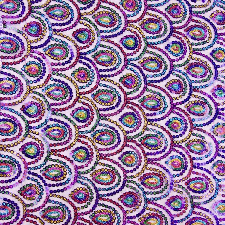 Purple Fantasy Stretch Tulle with Prism Sequins - Ribes y Casals