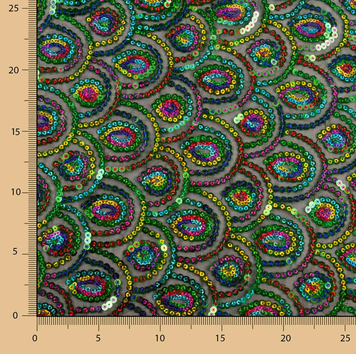 Black Fancy Stretch Tulle with Prism Sequin Fabric - Ribes y Casals