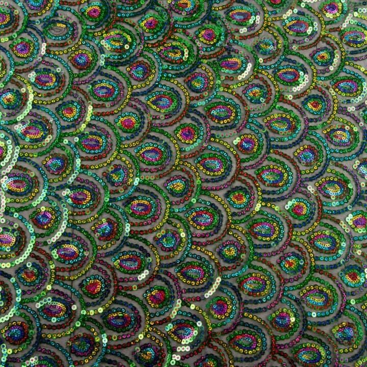 Black Fancy Stretch Tulle with Prism Sequin Fabric - Ribes y Casals