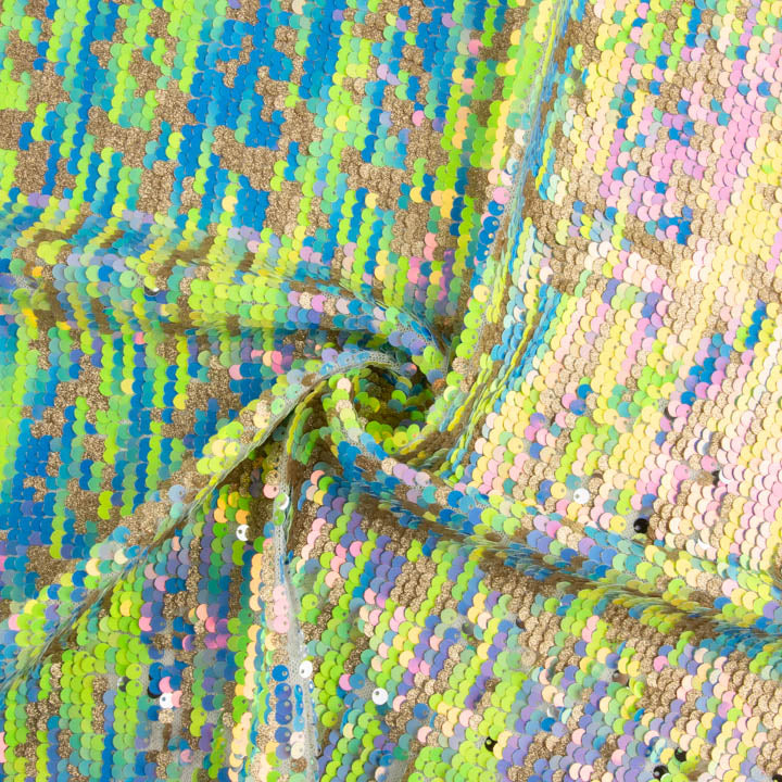 Tulle Fantasy with Green Aurora Iridescent Sequin Fabric - Ribes y Casals