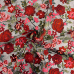Carmen Red and Black Embroidered Tulle with Floral Designs and Sequin Fabric - Ribes y Casals
