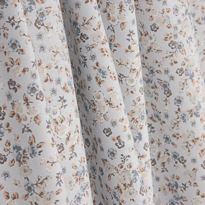Blue and Terracotta Floral Print Viyela - Ribes y Casals