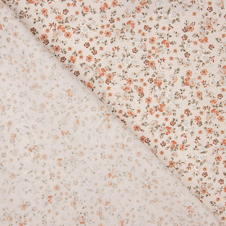 Viyela with Coral and Terracotta Floral Printed Fabric - Ribes y Casals