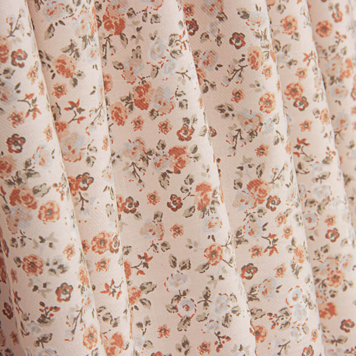 Viyela with Coral and Terracotta Floral Printed Fabric - Ribes y Casals